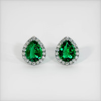 <span>2.96</span>&nbsp;<span class="tooltip-light">Ct.Tw.<span class="tooltiptext">Total Carat Weight</span></span> Emerald Earrings, Platinum 950 1