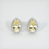 3.00 Ct.Tw. Yellow Sapphire Earrings, 18K White Gold 1