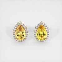 <span>3.23</span>&nbsp;<span class="tooltip-light">Ct.Tw.<span class="tooltiptext">Total Carat Weight</span></span> Sapphire Earrings, 18K Yellow Gold 1