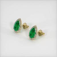 Pave Emerald Earrings 3.27 Ct.Tw.Total Carat Weight, 18K Yellow Gold Preview