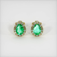 Emerald Earrings 0.73 Ct.Tw.Total Carat Weight 18K Yellow Gold Preview