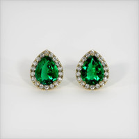 <span>1.61</span>&nbsp;<span class="tooltip-light">Ct.Tw.<span class="tooltiptext">Total Carat Weight</span></span> Emerald Earrings, 18K Yellow Gold 1