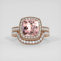 4.05 Ct. Orangish Pink Morganite Ring, 18K Rose Gold 1