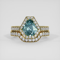 2.17 Ct. Greenish Blue Sapphire Ring, 14K Yellow Gold 1