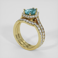 2.17 Ct. Greenish Blue Sapphire Ring, 14K Yellow Gold 2