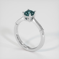 0.94 Ct. Greenish Blue Sapphire Ring, Platinum 950 2
