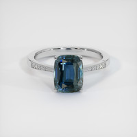 4.65 Ct. Greenish Blue Sapphire Ring, 14K White Gold 1