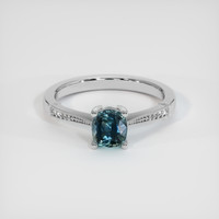 0.94 Ct. Greenish Blue Sapphire Ring, 14K White Gold 1