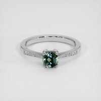 0.78 Ct. Green Sapphire Ring, 14K White Gold 1