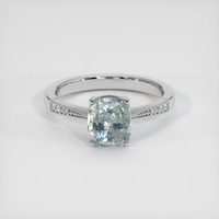 2.43 Ct. Bluish Green Sapphire Ring, 14K White Gold 1