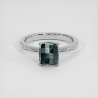1.67 Ct. Bluish Green Spinel Ring, 18K White Gold 1