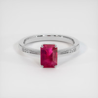 1.08 Ct. Pinkish Red Ruby Ring, 18K White Gold 1
