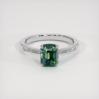3.00 Ct. Bluish Green Sapphire Ring, 18K White Gold 1