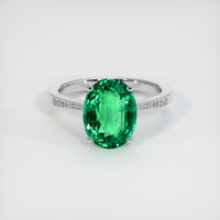 3.00 Ct. Emerald Ring, 18K White Gold 1