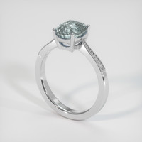 2.43 Ct. Bluish Green Sapphire Ring, 18K White Gold 2