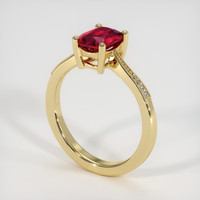 2.03 Ct. Purplish Red Ruby Ring, 18K Yellow Gold 2