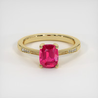 1.70 Ct. Pinkish Red Ruby Ring, 18K Yellow Gold 1