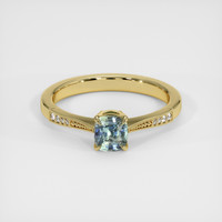 0.61 Ct. Bluish Green Sapphire Ring, 18K Yellow Gold 1