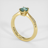 0.61 Ct. Bluish Green Sapphire Ring, 18K Yellow Gold 2