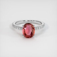 1.83 Ct. Reddish Pink Sapphire Ring, Platinum 950 1