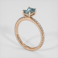 1.12 Ct. Greenish Blue Sapphire Ring, 14K Rose Gold 2