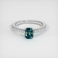 1.21 Ct. Bluish Green Sapphire Ring, 10K White Gold 1