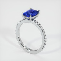 2.50 Ct. Blue Sapphire Ring, 14K White Gold 2