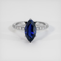 3.03 Ct. Blue Sapphire Ring, 14K White Gold 1