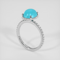 2.22 Ct. Blue Turquoise Ring, 14K White Gold 2