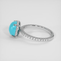 2.22 Ct. Blue Turquoise Ring, 14K White Gold 4