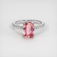 1.96 Ct. Padparadscha Sapphire Ring, 14K White Gold 1