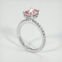 3.09 Ct. Peach Sapphire Ring, 14K White Gold 2