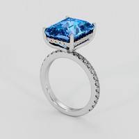 7.72 Ct. Swiss Blue Topaz Ring, 18K White Gold 2