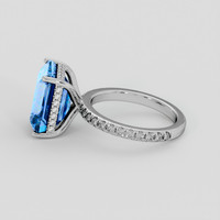 7.72 Ct. Swiss Blue Topaz Ring, 18K White Gold 4