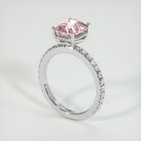 3.09 Ct. Peach Sapphire Ring, 18K White Gold 2