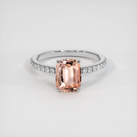 2.17 Ct. Peach Sapphire Ring, 18K White Gold 1