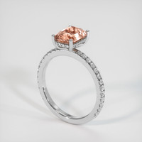 2.17 Ct. Peach Sapphire Ring, 18K White Gold 2