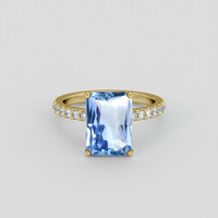 4.31 Ct. Blue Sapphire Ring, 10K Yellow Gold 1