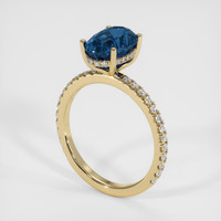 3.40 Ct. Blue Sapphire Ring, 14K Yellow Gold 2