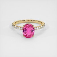 2.10 Ct. Pink Sapphire Ring, 18K Yellow Gold 1