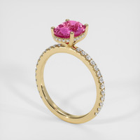 2.10 Ct. Pink Sapphire Ring, 18K Yellow Gold 2
