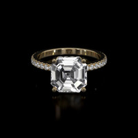 2.87 Ct. White Sapphire Ring, 18K Yellow Gold 1