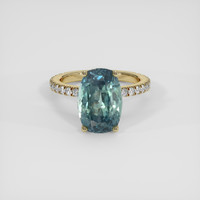 7.47 Ct. Bluish Green Sapphire Ring, 18K Yellow Gold 1