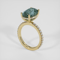 7.47 Ct. Bluish Green Sapphire Ring, 18K Yellow Gold 2