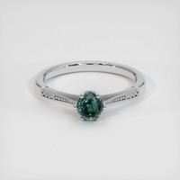 0.91 Ct. Bluish Green Sapphire Ring, 18K White Gold 1