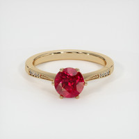 1.51 Ct. Purplish Red Ruby Ring, 18K Yellow Gold 1