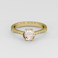 0.71 Ct. Peach Sapphire Ring, 18K Yellow Gold 1
