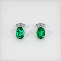 <span>1.43</span>&nbsp;<span class="tooltip-light">Ct.Tw.<span class="tooltiptext">Total Carat Weight</span></span> Emerald Earrings, Platinum 950 1