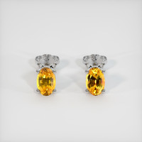 1.12 Ct.Tw. Orangish Yellow Sapphire Earrings, 14K White Gold 1