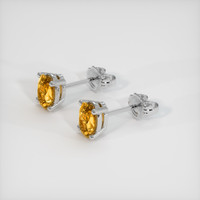 1.12 Ct.Tw. Orangish Yellow Sapphire Earrings, 14K White Gold 2